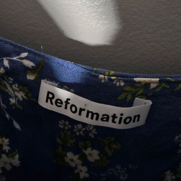 Reformation Ventura Floral Print Mini Dress Avery Blue Multi Spaghetti Straps M - Picture 8 of 8